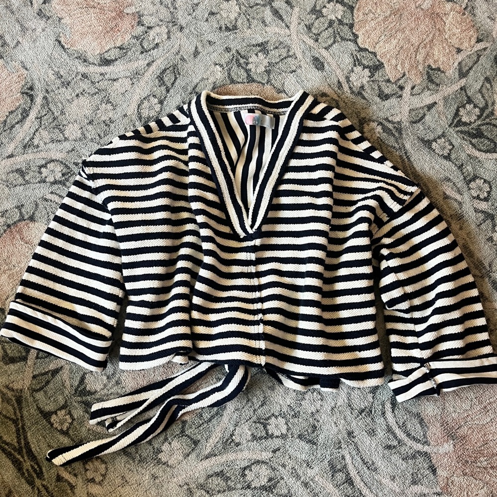 Free People Beach - Striped Black and White Cotton Sweater